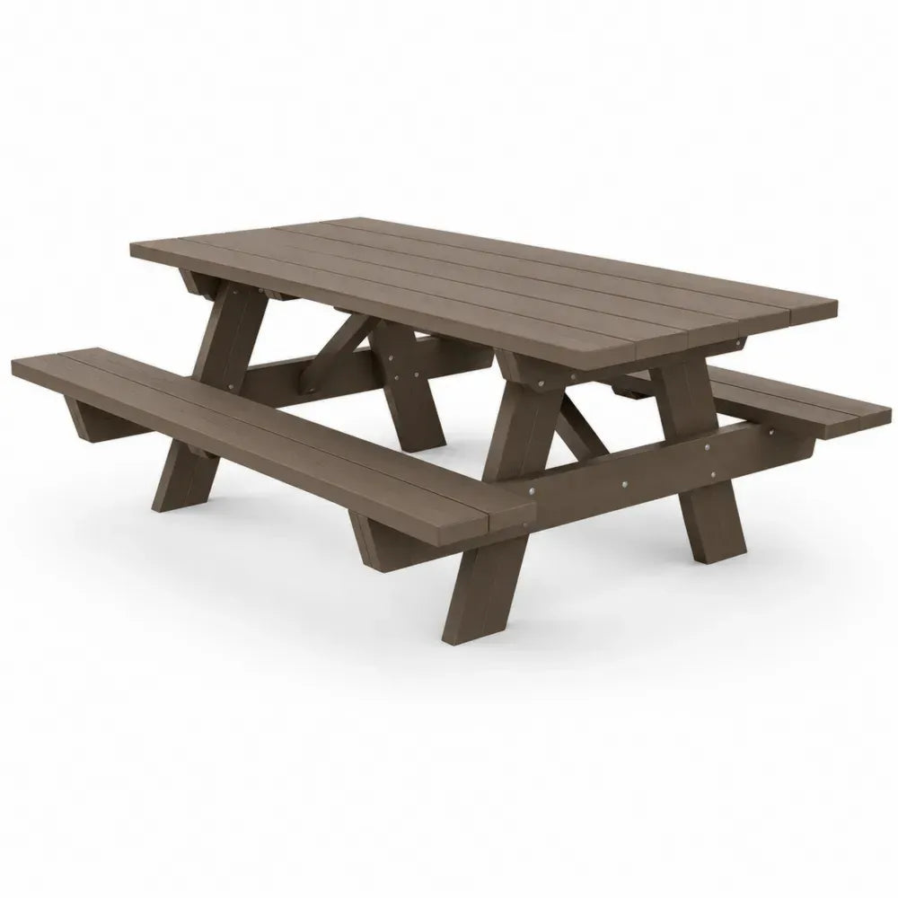 Picknicktisch Gartensitzgruppe mit 2 Bänken 180 x 150 x 75 cm HDPE rechteckig braun