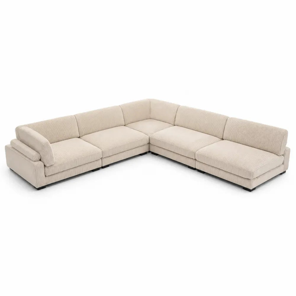 Ecksofa 5-Sitzer modular L-Form 300 x 220 x 74 cm Polyester-Breitcord Beige