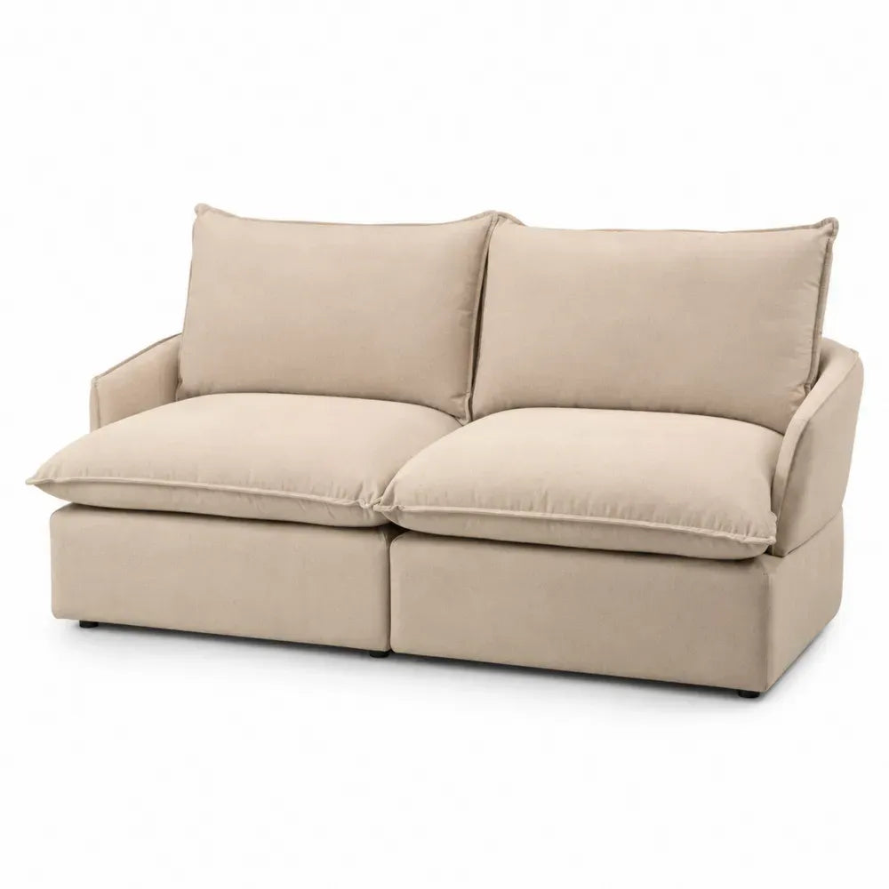 2-Sitzer Sofa mit Kissen 160 x 92 x 86 cm Polyestergewebe Kiefernholz Sperrholz rechteckig Beige Schwarz