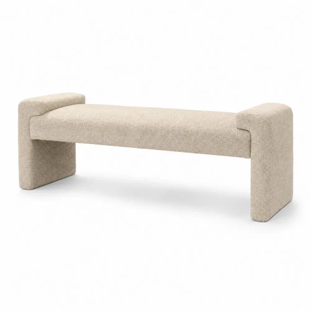 Schlafzimmerbank rechteckig gepolstert mit Seitenteilen Polyester Bouclé Beige 140 x 40 x 45 cm