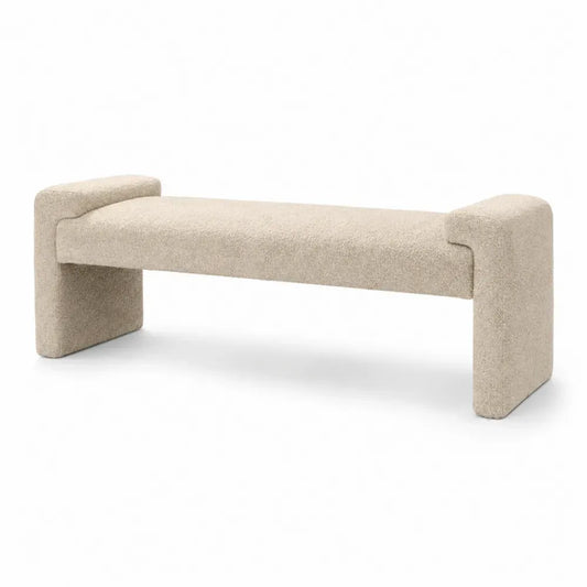 Schlafzimmerbank rechteckig gepolstert mit Seitenteilen Polyester Bouclé Beige 140 x 40 x 45 cm