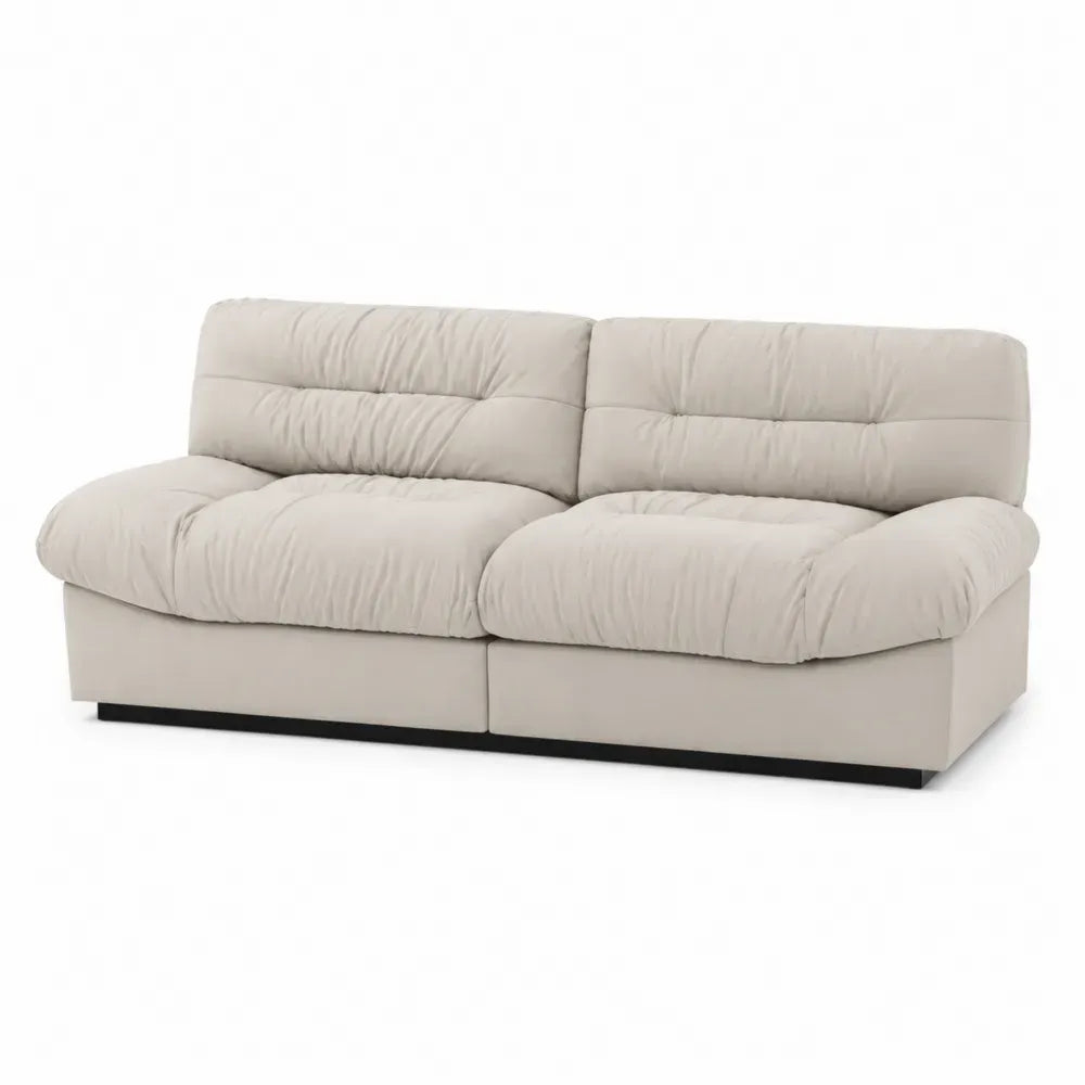 3-Sitzer Sofa 198 x 92 x 87 cm Polyestergewebe Kiefernholz Sperrholz MDF rechteckig Beige Schwarz