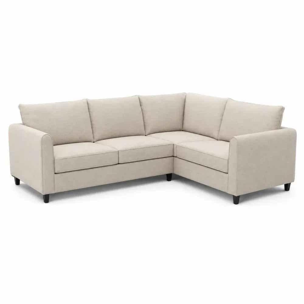 Ecksofa L-Form 4-Sitzer mit losen Rückenkissen 260 x 175 x 84 cm Polyestergewebe Kiefernholz Sperrholz Beige Schwarz