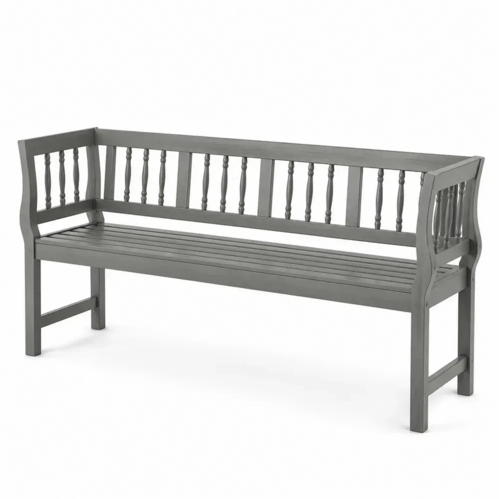 Gartenbank 3-Sitzer 160 x 60 x 88 cm Akazienholz massiv mit Armlehnen rechteckig grau
