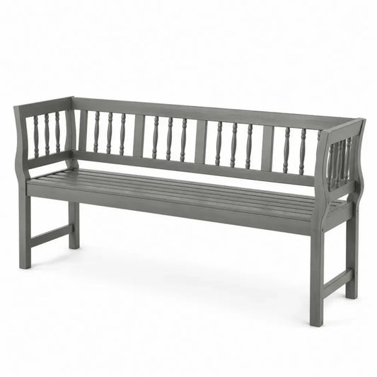Gartenbank 3-Sitzer 160 x 60 x 88 cm Akazienholz massiv mit Armlehnen rechteckig grau